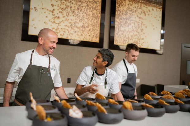 Chef Preeti Mistry working with the team at Shifting the Lens